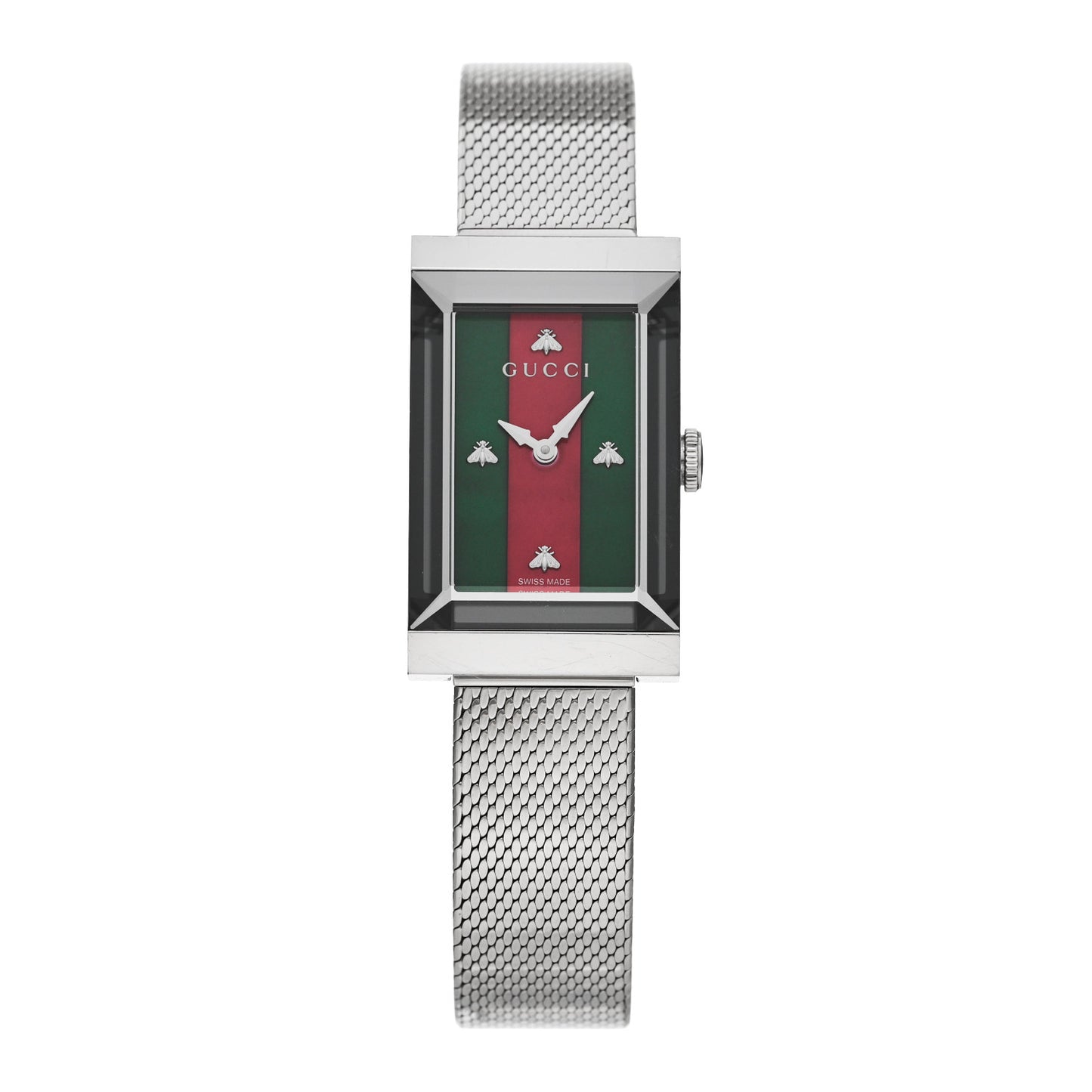 Stainless Steel Mother of Pearl 21mm Web G-Frame Mesh Quartz Watch Green
