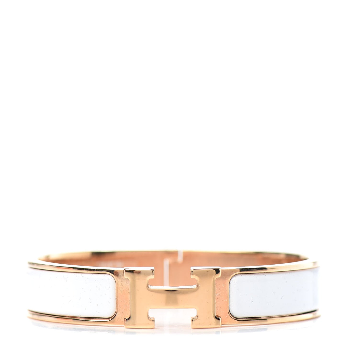 Enamel Narrow Clic Clac H Bracelet PM White