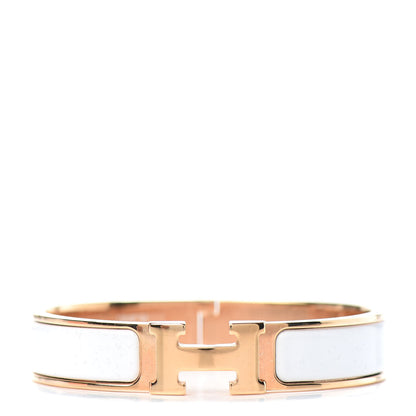 Hermes Enamel Narrow Clic Clac H Bracelet PM White 1 of 3