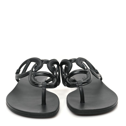 Hermes Rubber Womens Egerie Sandals 38 Black 3 of 10