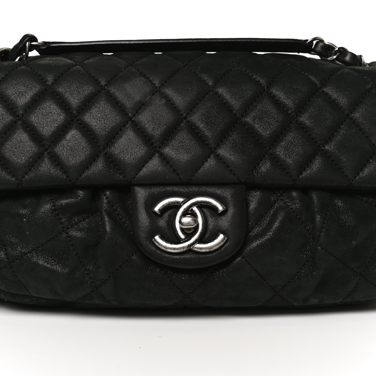 Chanel Iridescent Calfskin Quilted East West Flap Black 9 of 13