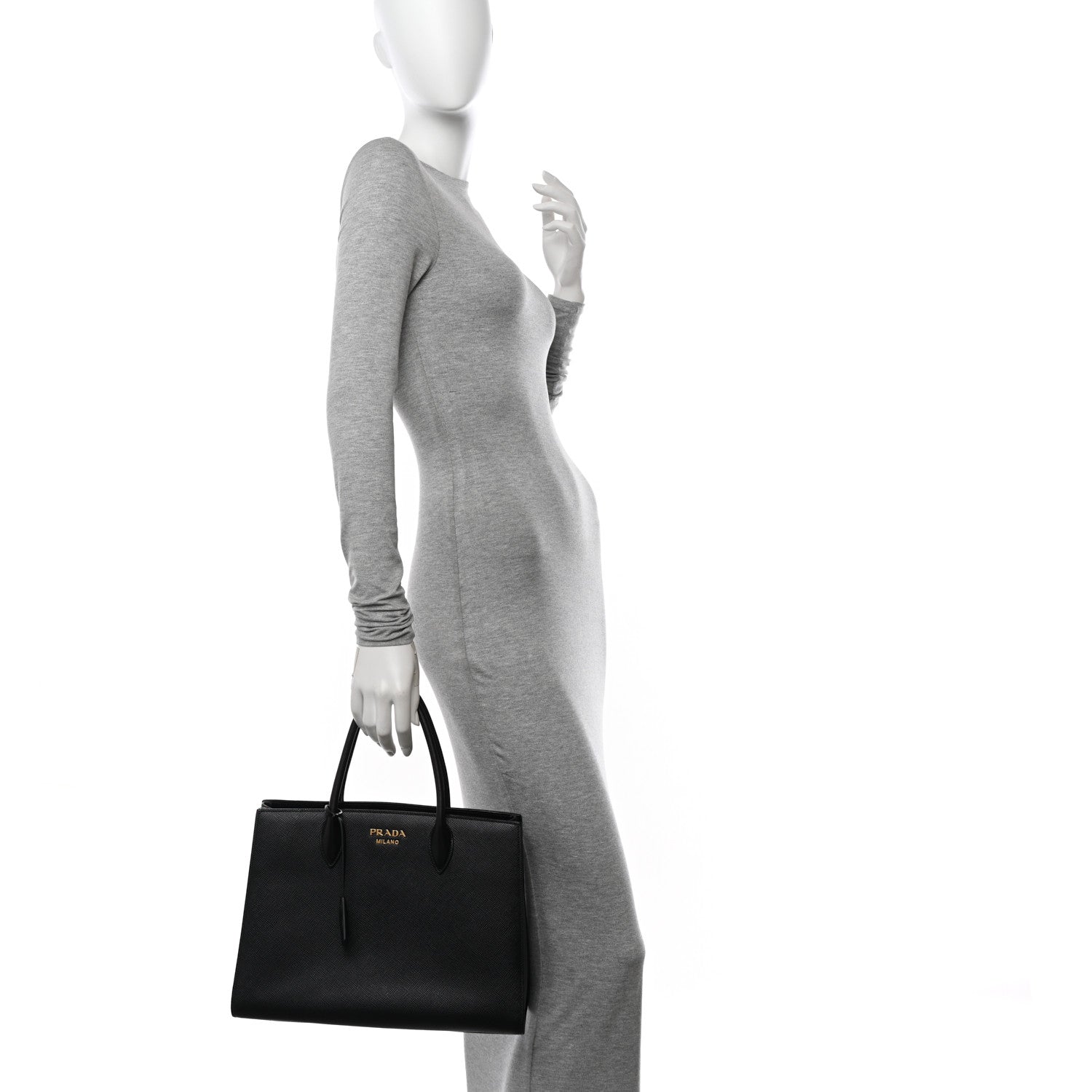 Prada Saffiano City Calfskin Large Bibliothèque Top Handle 2 of 11