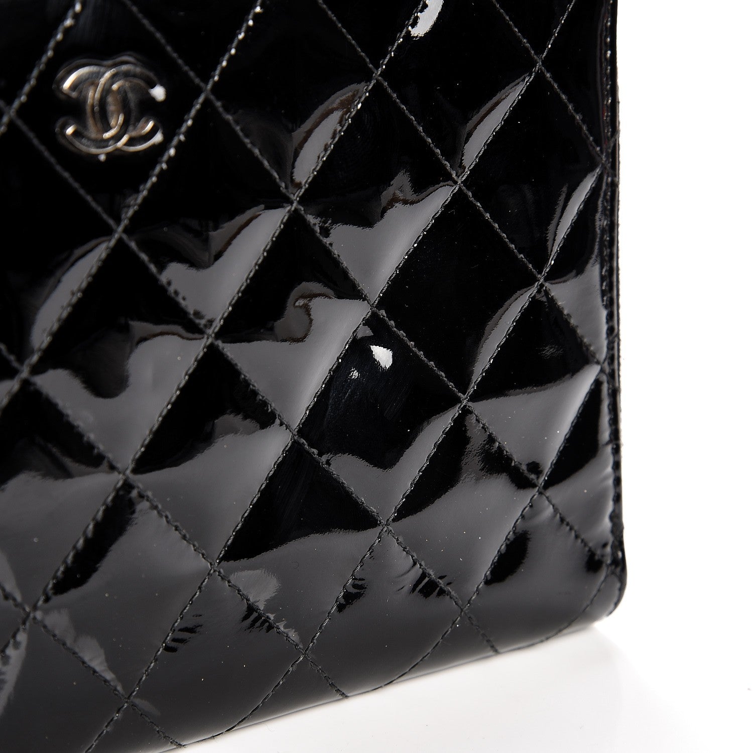 Chanel Patent Quilted Large Zip Around Organizer Wallet Black 8 of 12