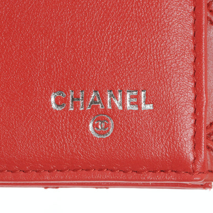 Chanel Diamond Stitched Long Flap Wallet Red 6 of 9