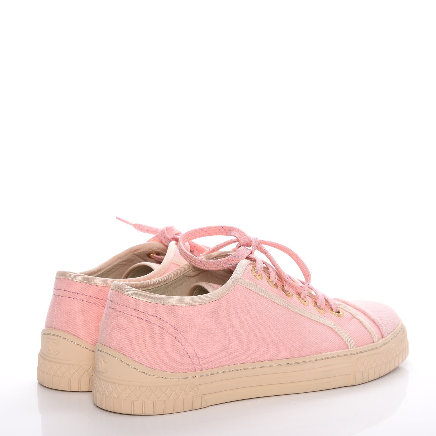 Chanel Fabric Tweed Low Top Sneakers 38 Pink 4 of 13