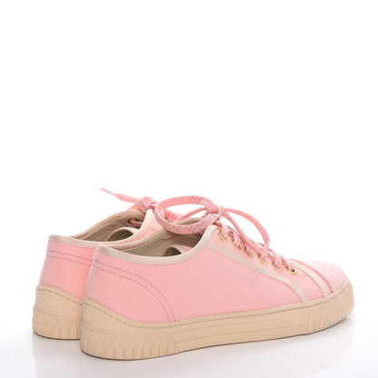 Chanel Fabric Tweed Low Top Sneakers 38 Pink 4 of 13