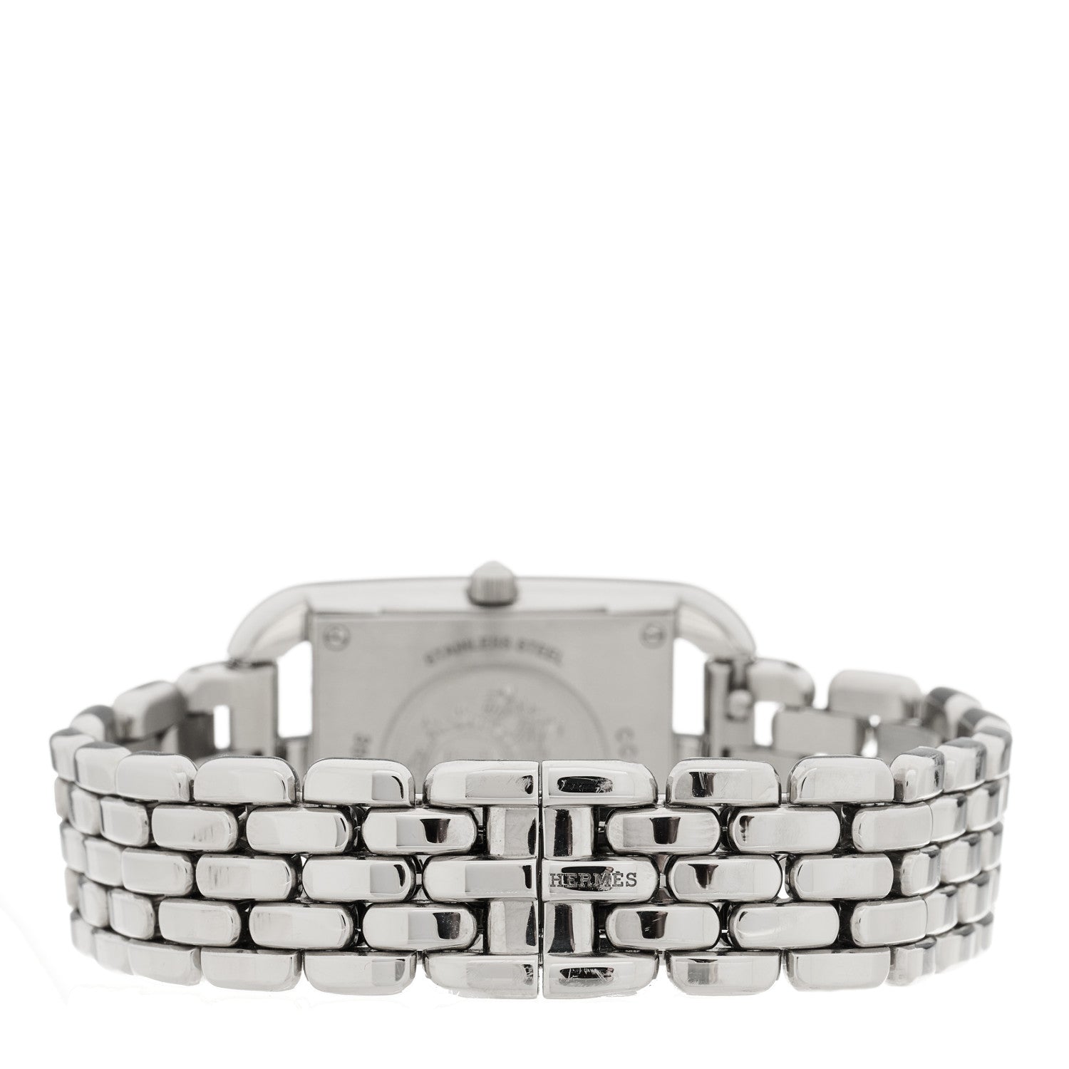 Hermes Stainless Steel Diamond Pink Sapphire Mother of Pearl 23mm Cape Cod Quartz Watch 4 of 5