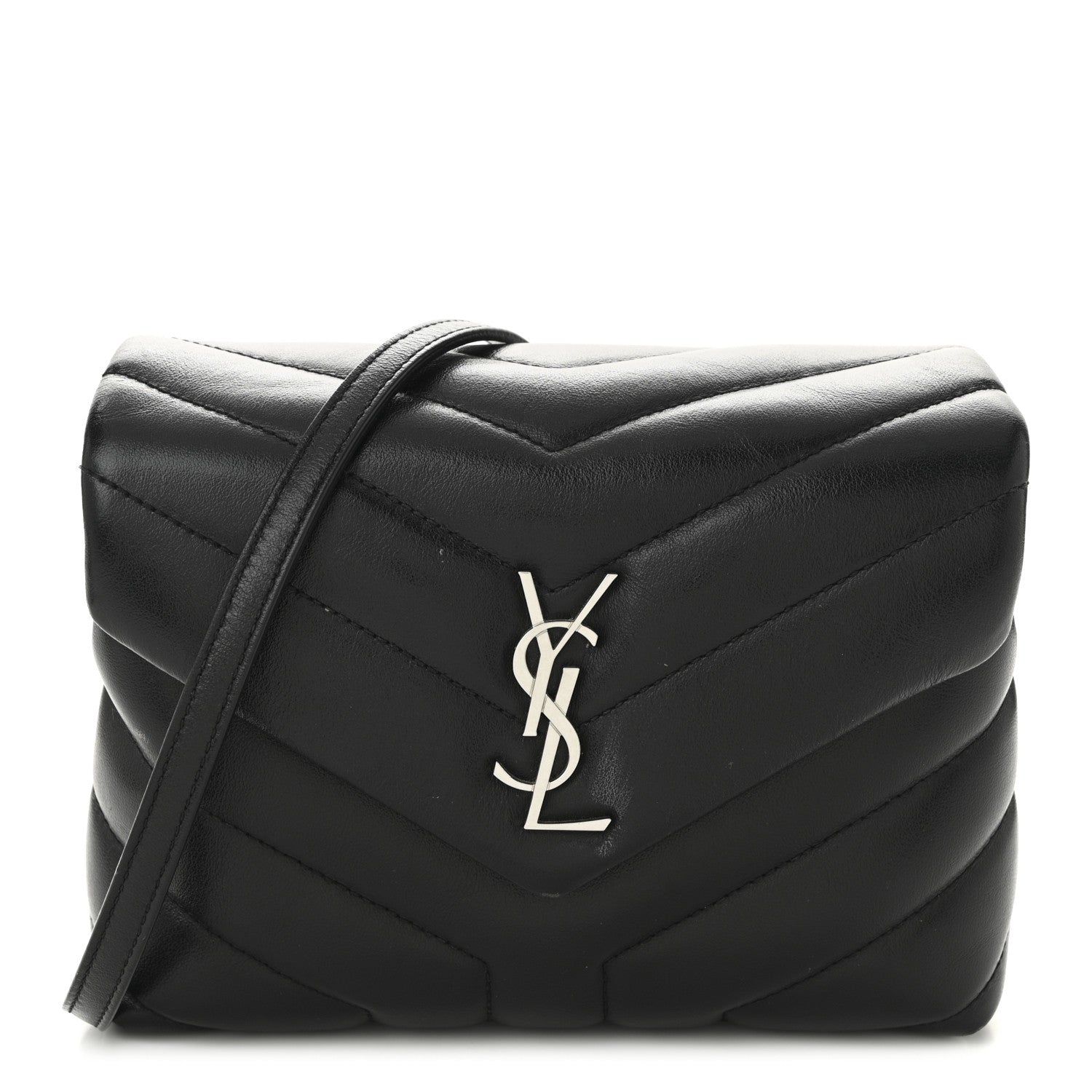 Saint Laurent Calfskin Y Quilted Monogram Toy Loulou Crossbody Bag Black 1 of 12