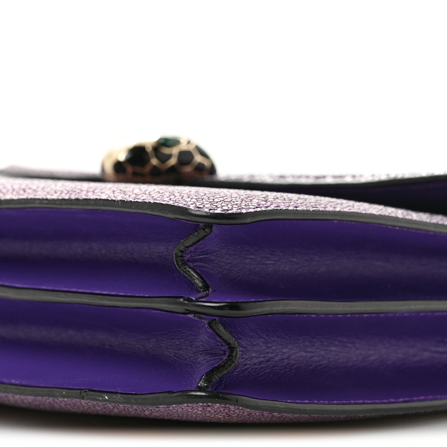Bulgari Calfskin Galuchat Serpenti Forever Shoulder Bag Purple 11 of 14