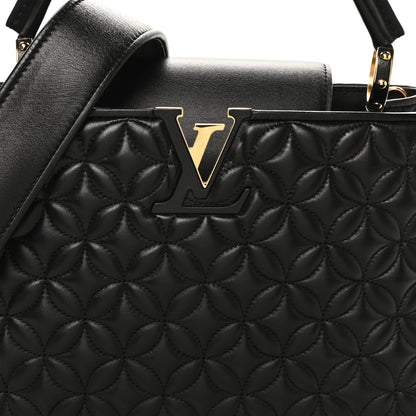 Louis Vuitton Lambskin Quilted Flower Capucines PM Black 7 of 9