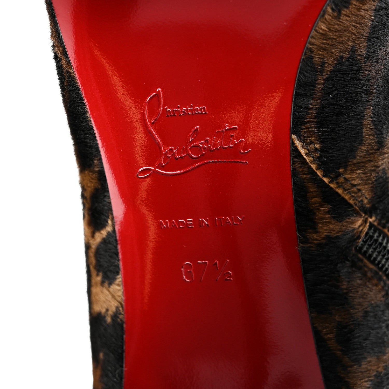 Christian Louboutin Pony Hair Leopard Print Kate Botta 85 Tall Boots 37.5 Brown Black 6 of 9