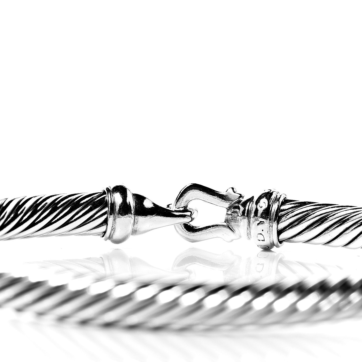 Sterling Silver Diamond 5mm Cable Buckle Bracelet