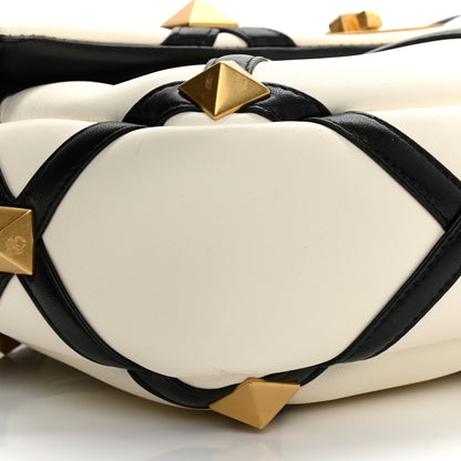 Valentino Garavani Nappa Large Roman Stud Shoulder Bag Ivory Black 8 of 13