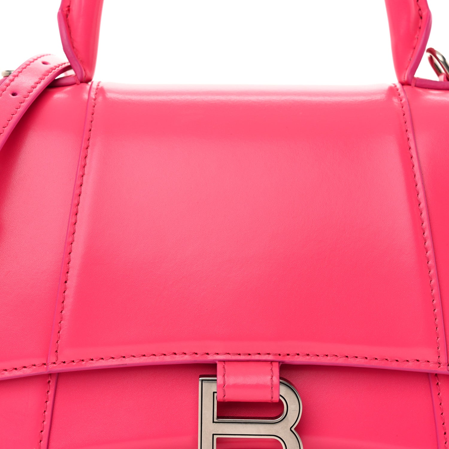 Balenciaga Shiny Box Calfskin Small Hourglass Top Handle Bag Acid Fuchsia 10 of 16
