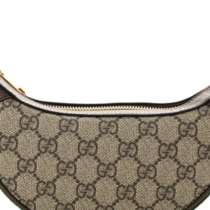 Gucci GG Supreme Monogram Textured Calfskin Web Mini Ophidia Half Moon Hobo Beige Ebony New Acero 8 of 10
