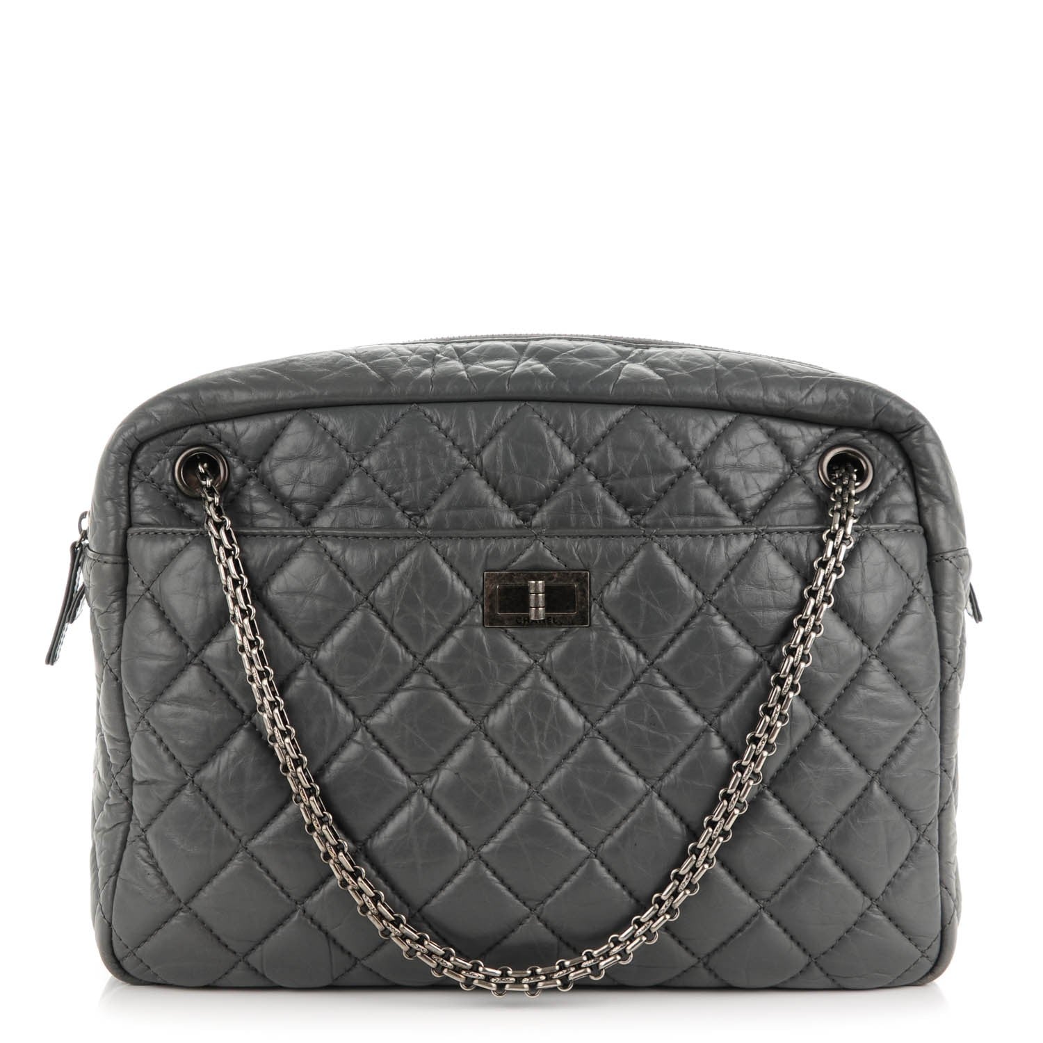 Chanel Aged Calfskin Quilted Large Reissue Camera Case Grey 1 of 7
