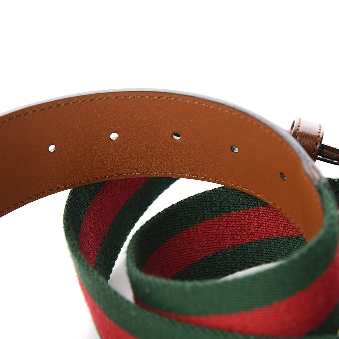 Nylon Calfskin Double G Web 40mm Belt 85 34 Green Red Cuir