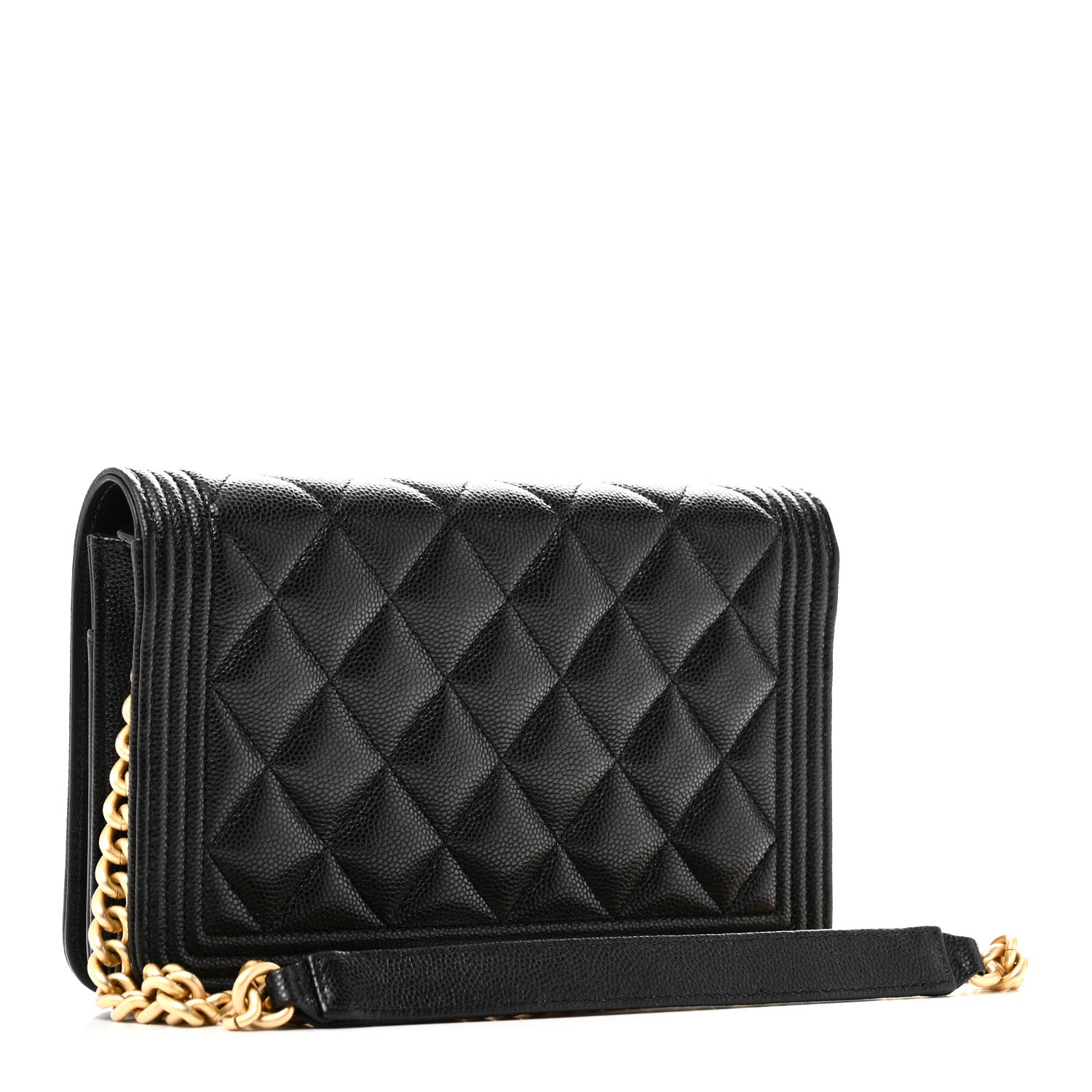 Chanel Caviar Quilted Boy Wallet On Chain WOC Black 3 of 10