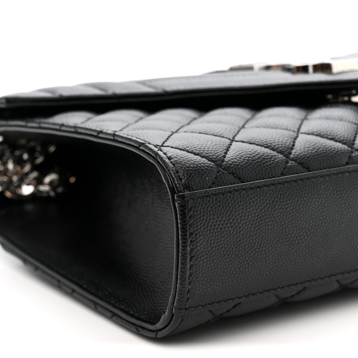 Grain De Poudre Textured Mixed Matelasse Triquilt Medium Monogram Satchel Black
