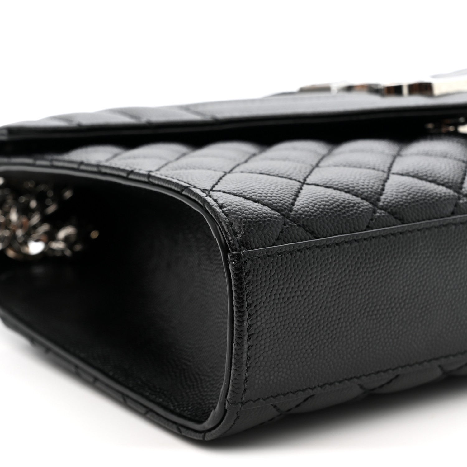 Saint Laurent Grain De Poudre Textured Mixed Matelasse Triquilt Medium Monogram Satchel Black 9 of 10