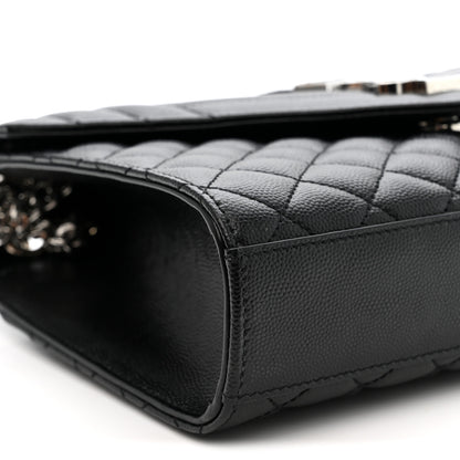 Saint Laurent Grain De Poudre Textured Mixed Matelasse Triquilt Medium Monogram Satchel Black 9 of 10
