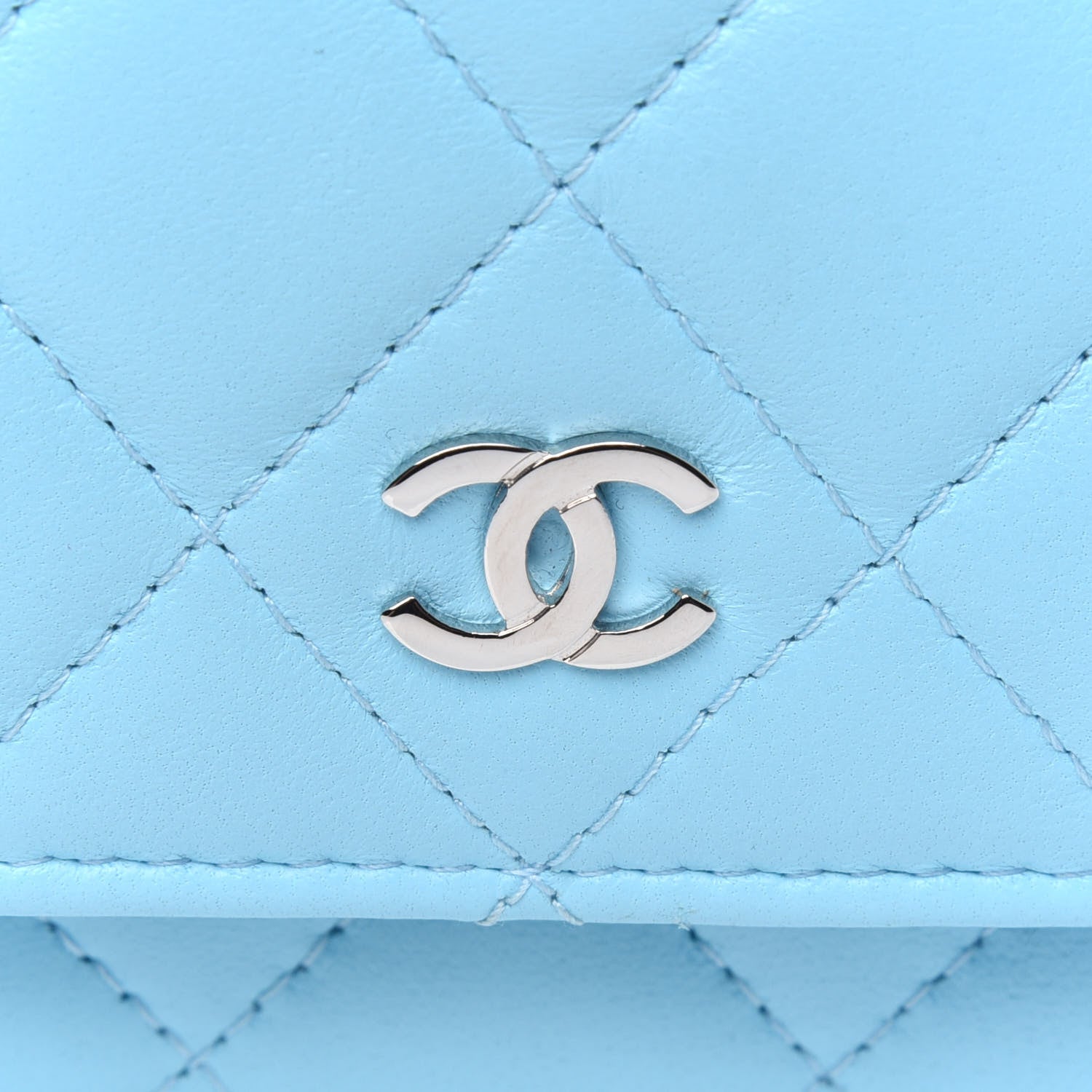 Chanel Lambskin Quilted Mini Wallet On Chain WOC Blue 5 of 5