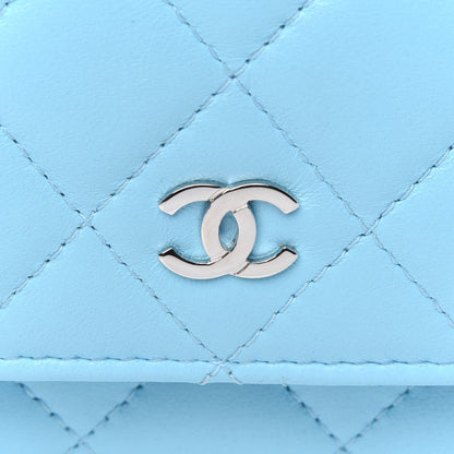 Chanel Lambskin Quilted Mini Wallet On Chain WOC Blue 5 of 5