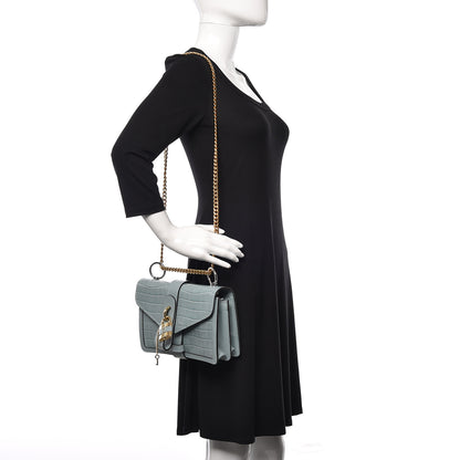 Chloe Calfskin Crocodile Embossed Aby Chain Shoulder Bag Faded Blue 2 of 9