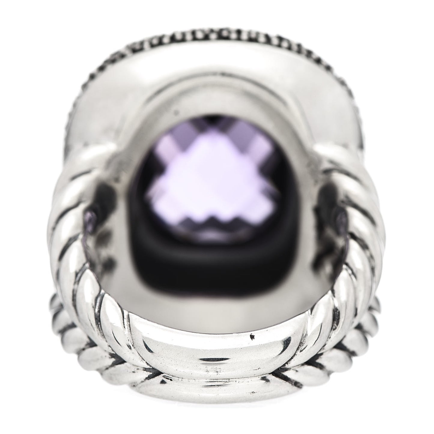 Sterling Silver Diamond Amethyst 14mm Midnight Melange Ring 52 6