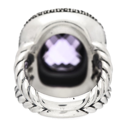David Yurman Sterling Silver Diamond Amethyst 14mm Midnight Melange Ring 52 6 4 of 5