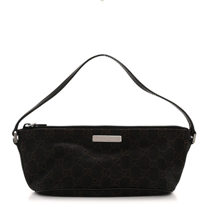 Gucci Denim Monogram Boat Pochette Dark Brown 1 of 13