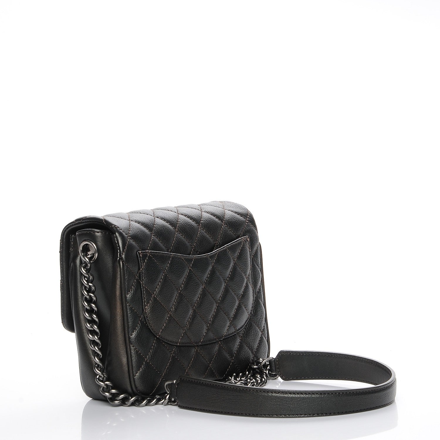 Chanel Metallic Goatskin Quilted Small Rock In Rome Flap Charcoal 3 of 8