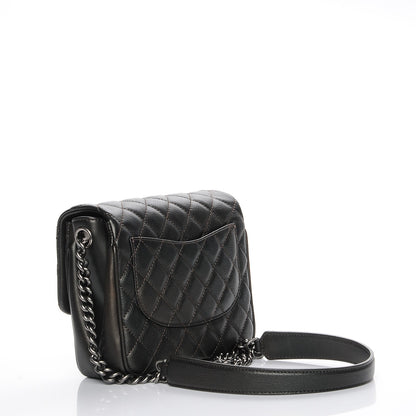 Chanel Metallic Goatskin Quilted Small Rock In Rome Flap Charcoal 3 of 8