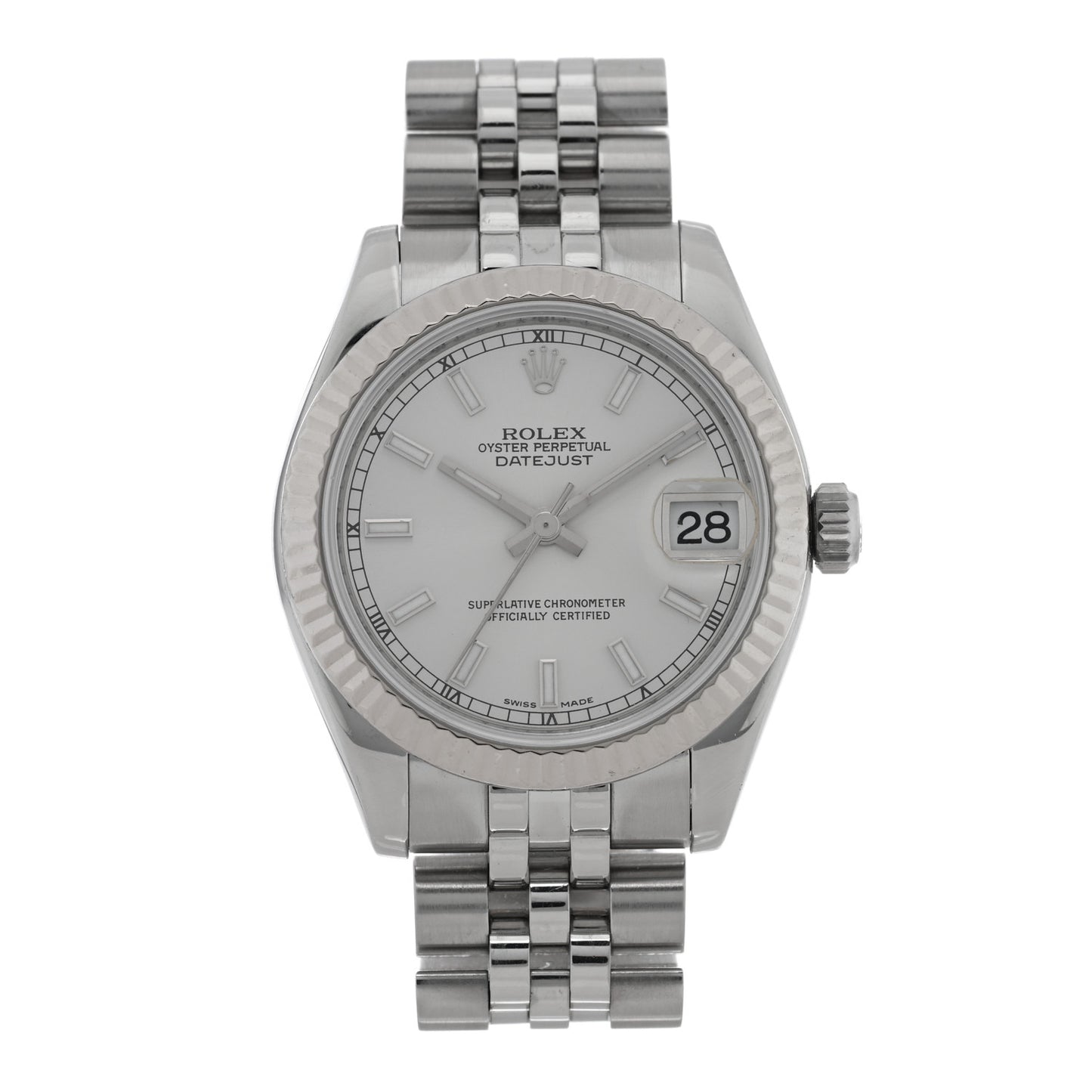 Stainless Steel 18K White Gold 31mm Oyster Perpetual Datejust Watch Silver 178274