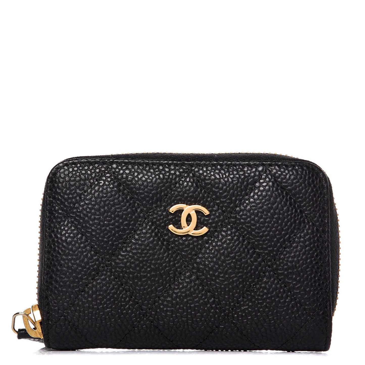 Caviar Quilted Zip Coin Purse Black