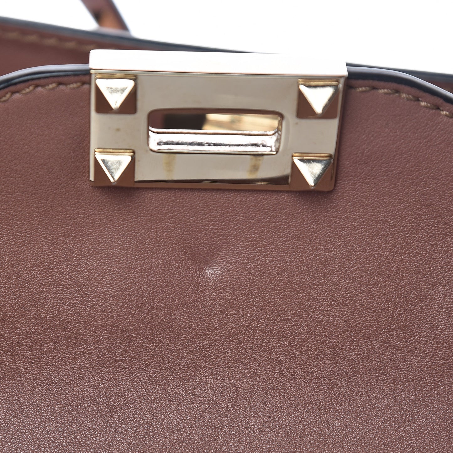 Vitello Medium Rockstud Tote Brownish