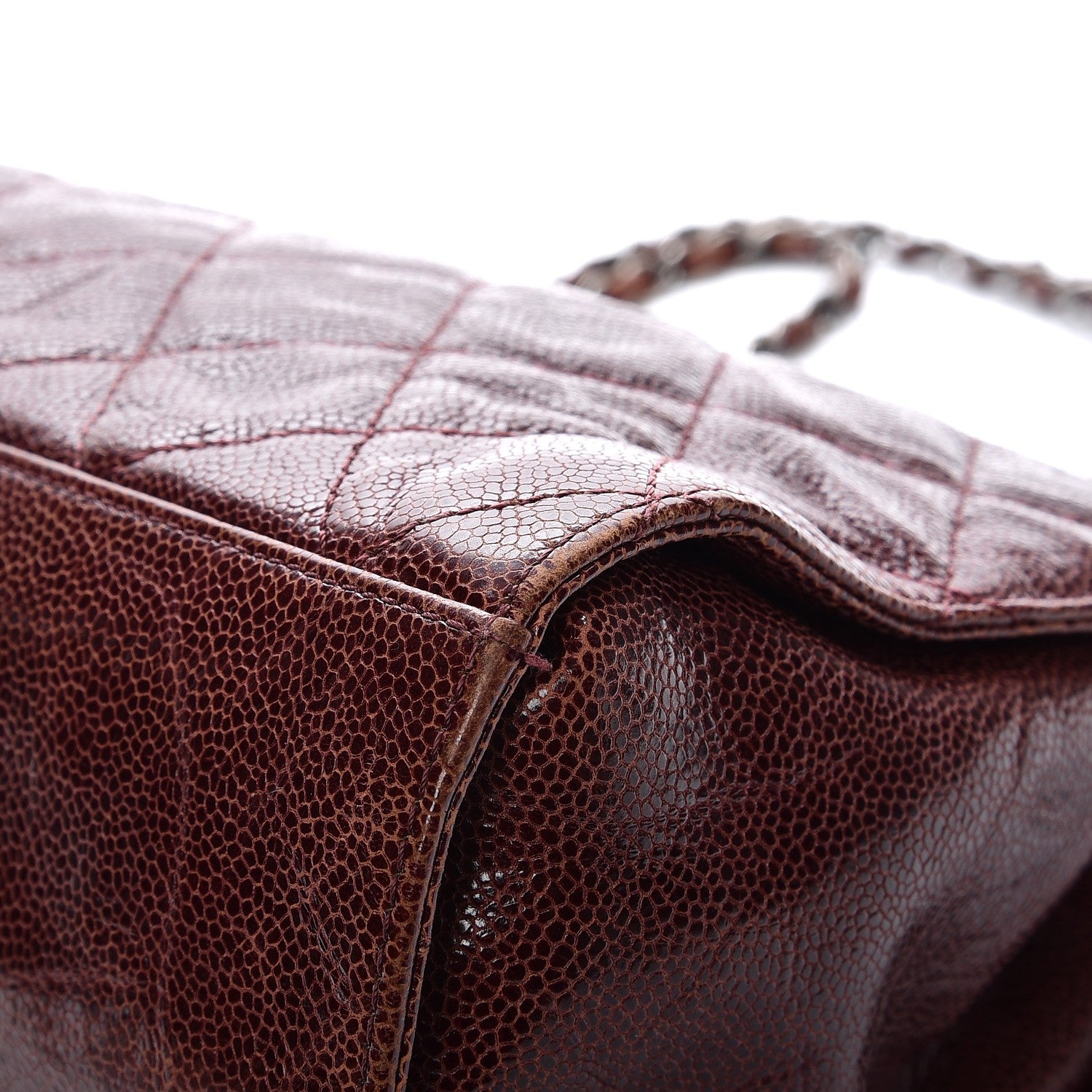 Chanel Crumpled Grained Calfskin Jumbo CC Crave Flap Burgundy 9 of 12