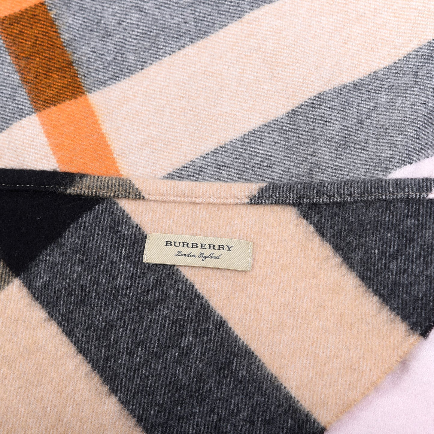 Cashmere Check Bandana Scarf Camel Ash Rose