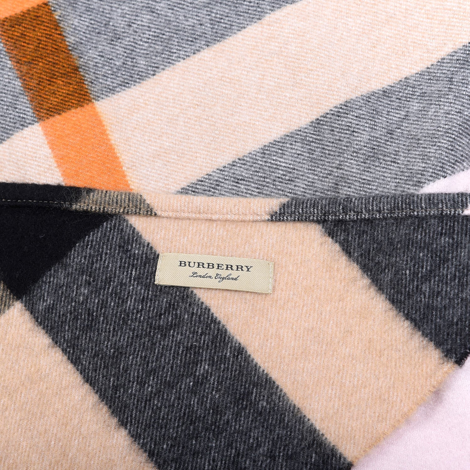 Burberry Cashmere Check Bandana Scarf Camel Ash Rose 3 of 3