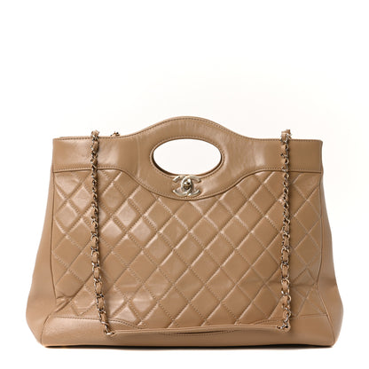 Chanel Shiny Crumpled Calfskin Quilted Large 31 Shopping Bag Beige 1 of 10
