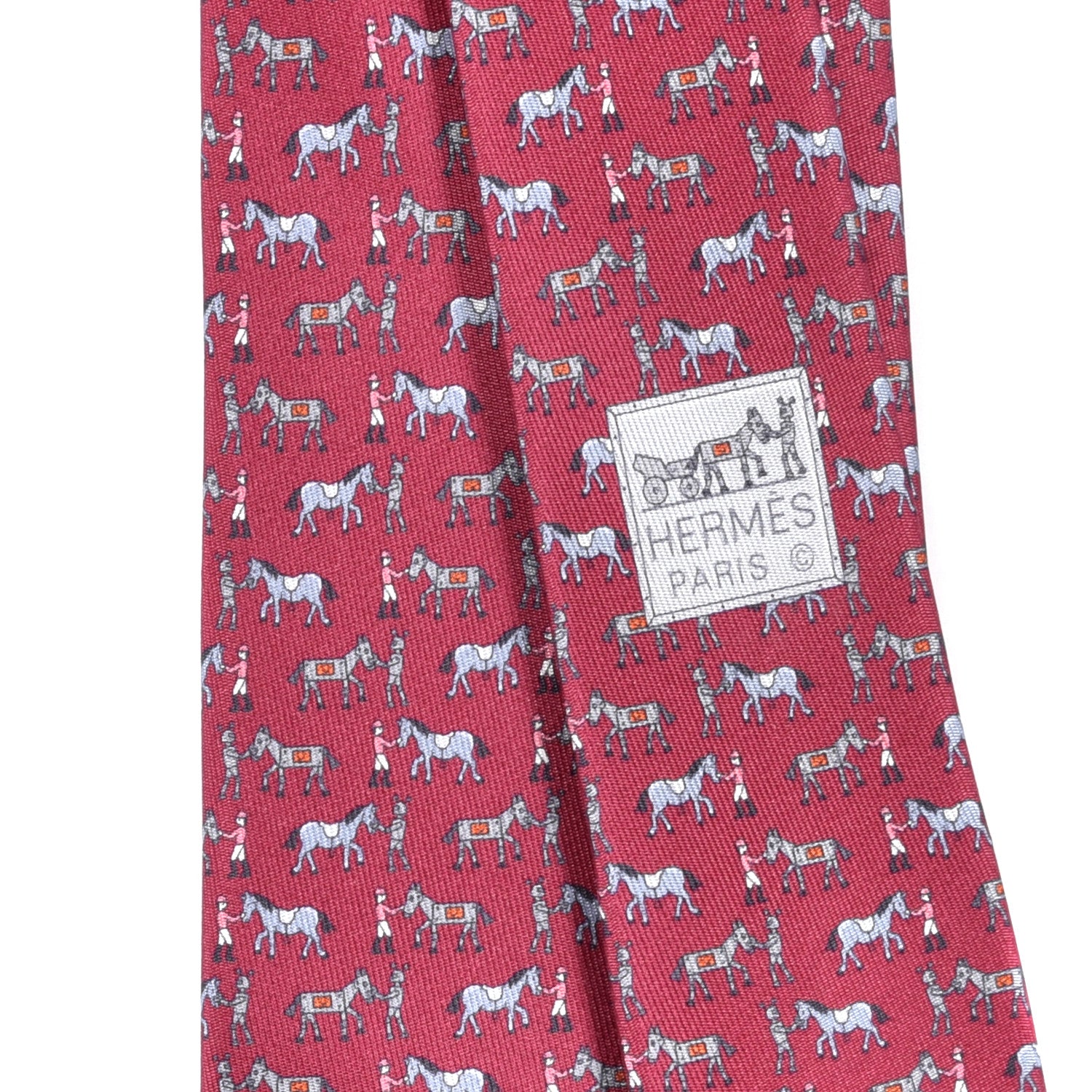 Hermes Silk Mens Horse Robot Neck Tie Lie De Vin Blue Gris 3 of 7