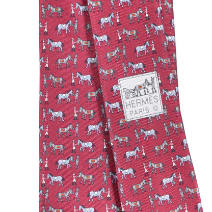 Hermes Silk Mens Horse Robot Neck Tie Lie De Vin Blue Gris 3 of 7