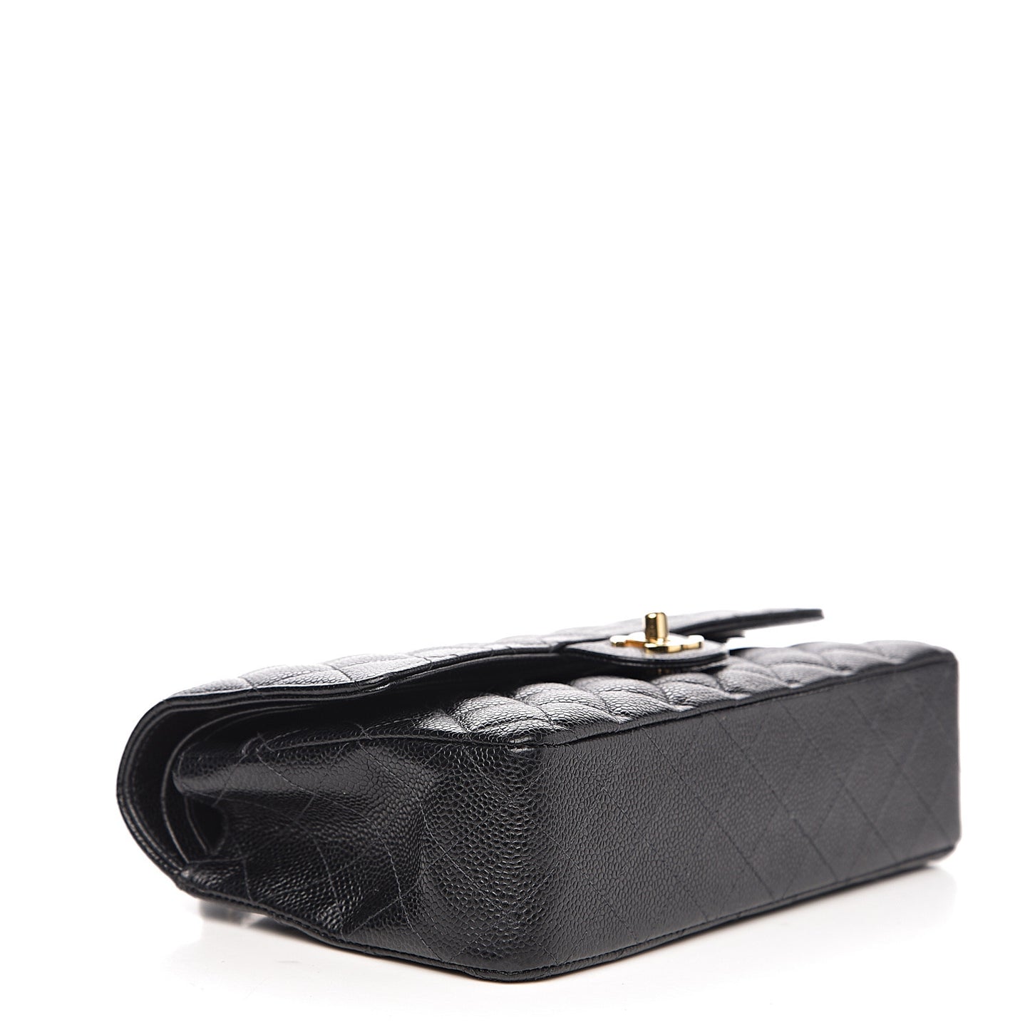 Caviar Quilted Medium Double Flap Black