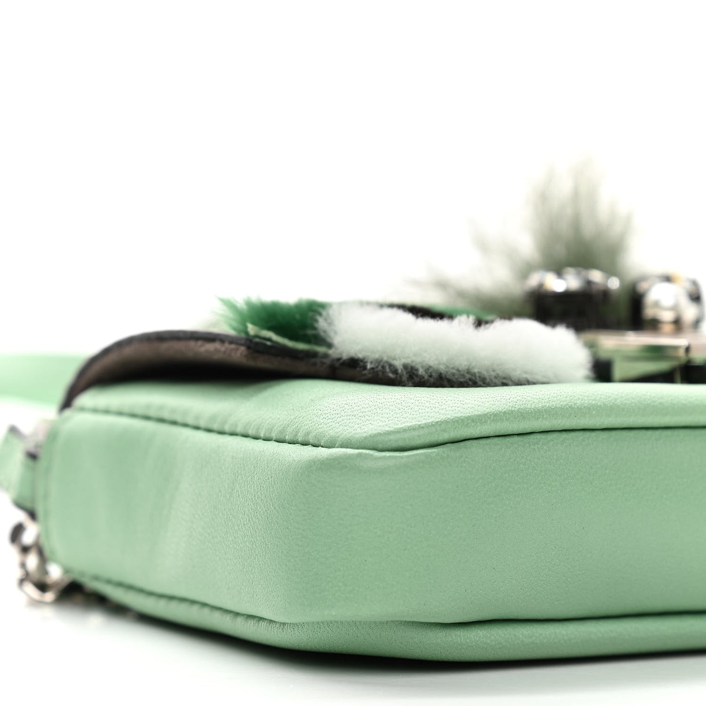 Nappa Rabbit Fox Fur Micro Buggie Baguette Verde Acqua