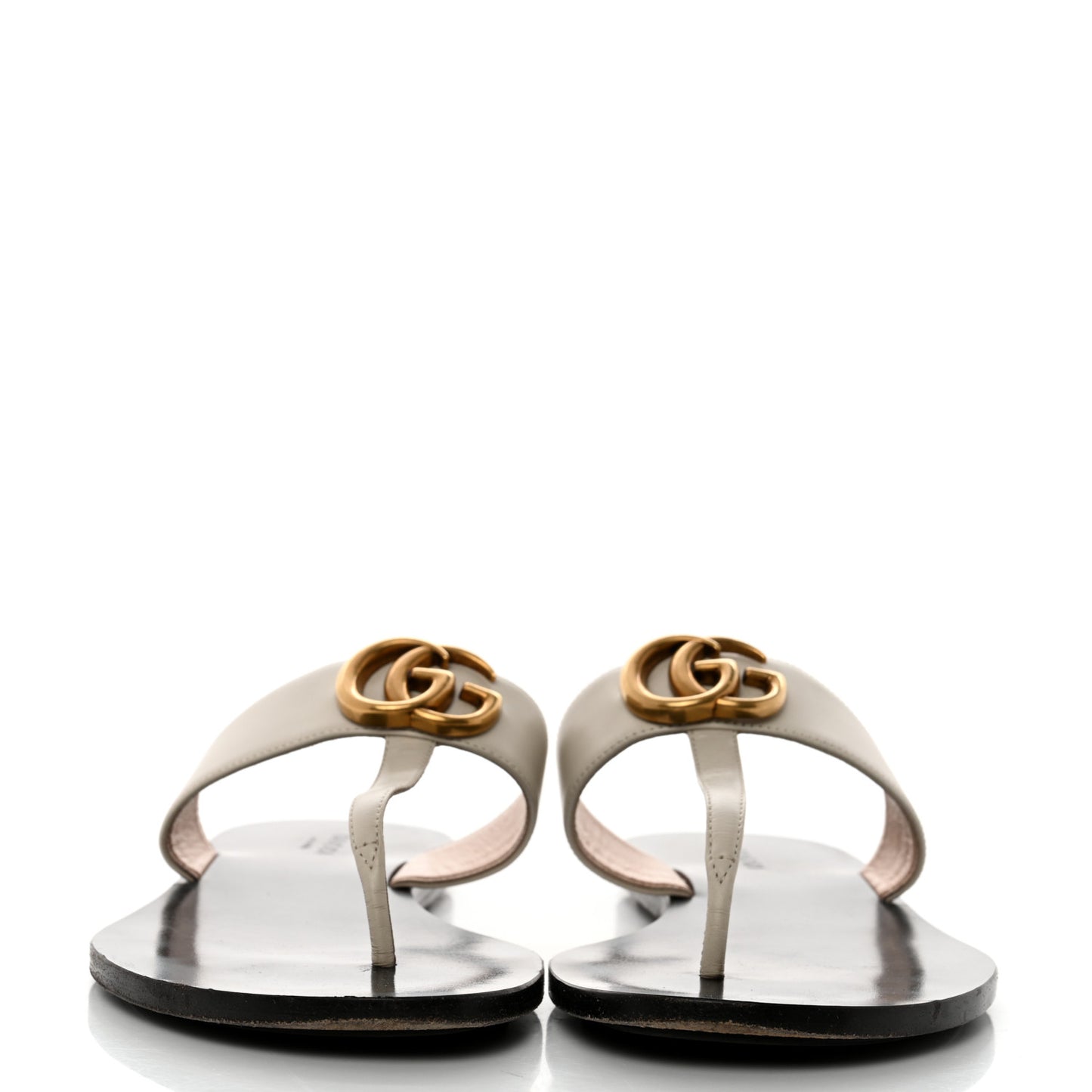 Calfskin GG Marmont Thong Sandals 37 Mystic White