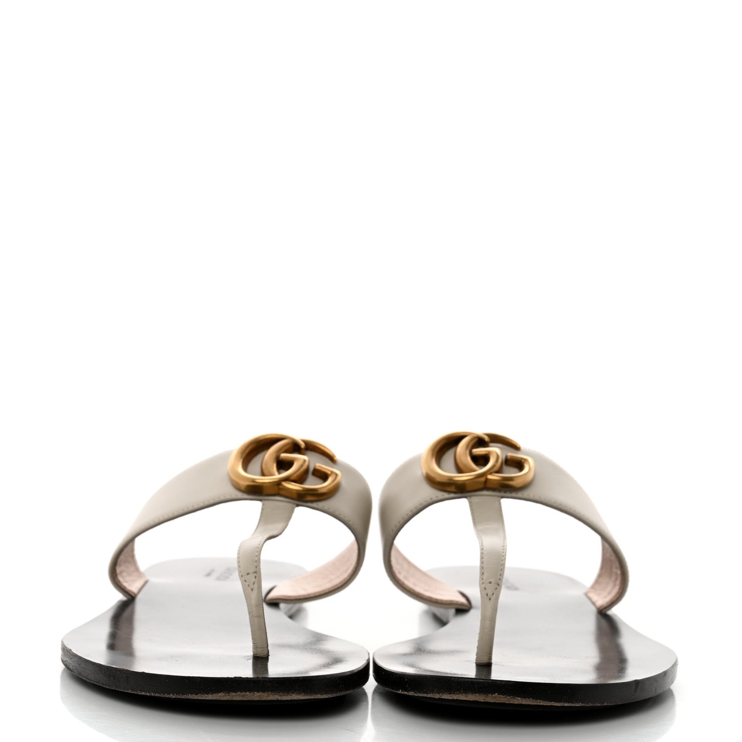 Gucci Calfskin GG Marmont Thong Sandals 37 Mystic White 2 of 8