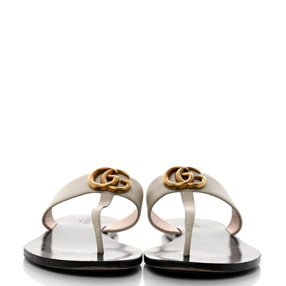 Gucci Calfskin GG Marmont Thong Sandals 37 Mystic White 2 of 8