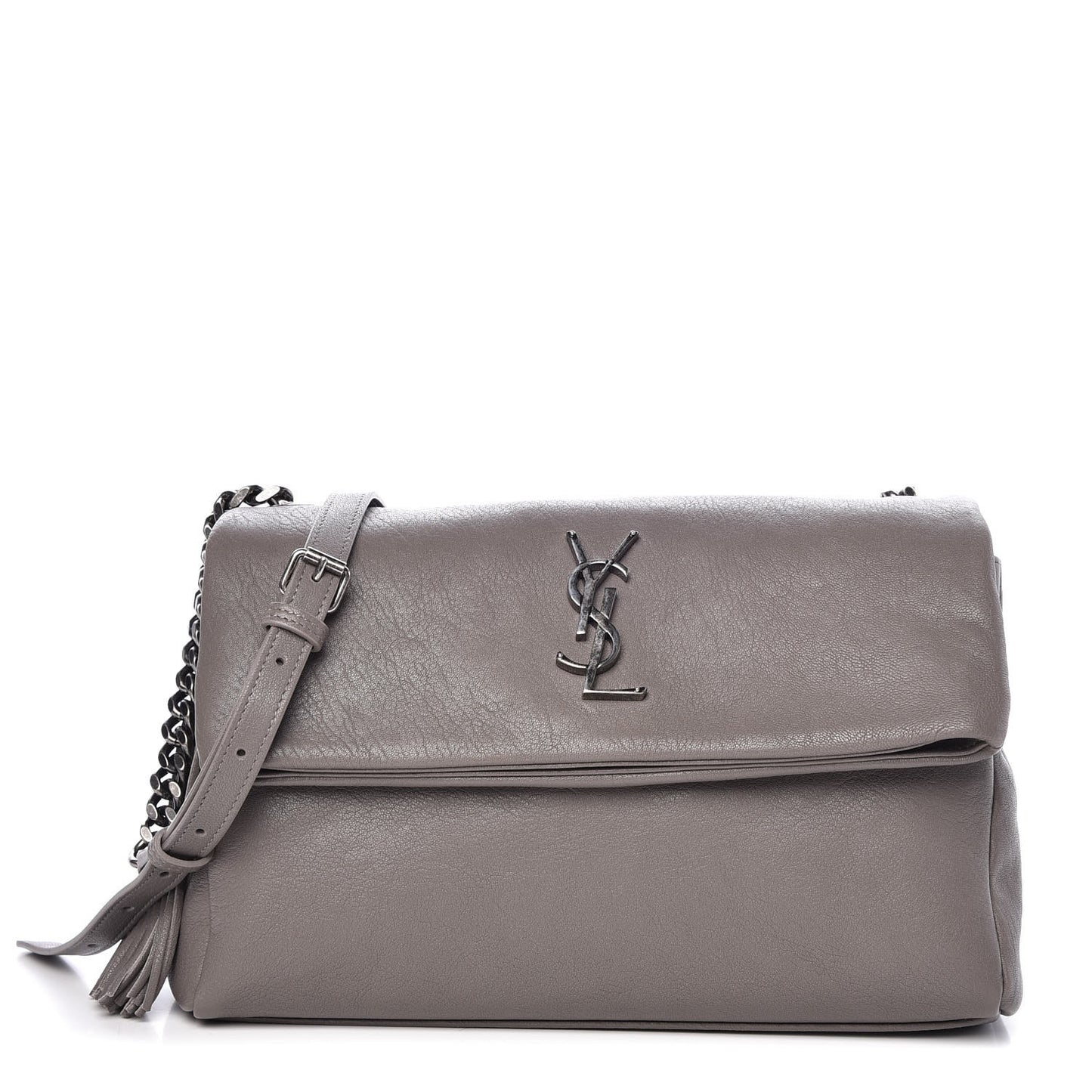 Sheepskin Medium West Hollywood Monogram Fold-Over Bag Grey