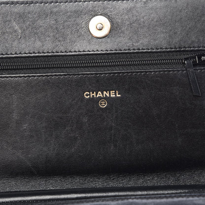 Chanel Velvet Quilted Wallet On Chain WOC Black 6 of 8