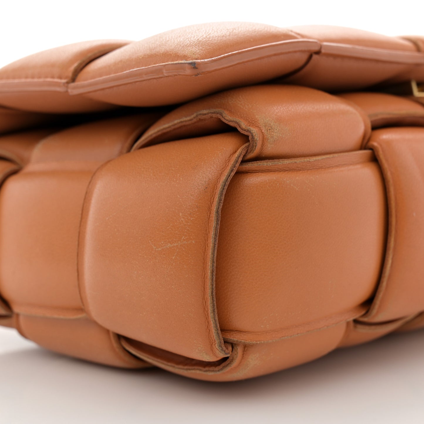 Nappa Maxi Intreccio Padded Cassette Crossbody Bag Clay